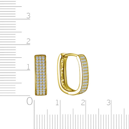 Серьги из серебра с позолотой, фианитами