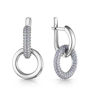 Серьги с английским замком из серебра с фианитом