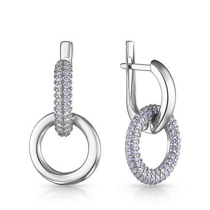 Серьги с английским замком из серебра с фианитом