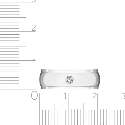 Кольцо обручальное из белого золота с бриллиантом
