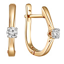 Серьги с английским замком из красного золота с бриллиантами