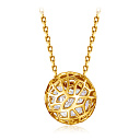 Колье из желтого золота с фианитом, плетение якорное