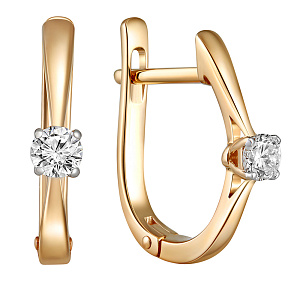 Серьги с английским замком из красного золота с бриллиантами