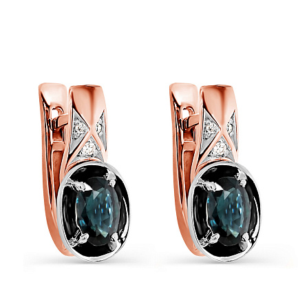 Серьги с английским замком из красного золота с бриллиантами