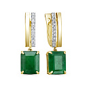 Серьги с английским замком из желтого золота с бриллиантами