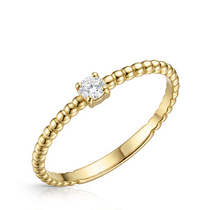 Кольцо из желтого золота с фианитом