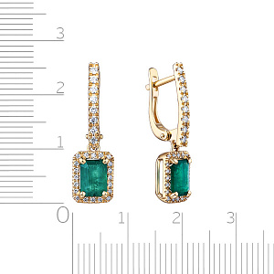 Серьги с английским замком из желтого золота с бриллиантами