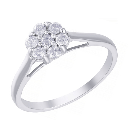 Кольцо помолвочное из белого золота с бриллиантами