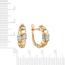 Серьги с английским замком из красного золота с фианитом