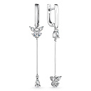 Серьги с английским замком из серебра с фианитами