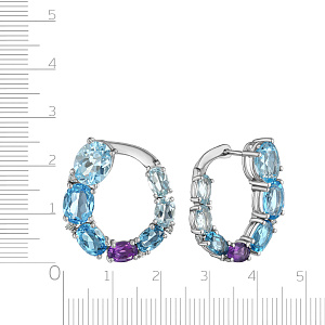 Серьги с английским замком из белого золота с аквамаринами