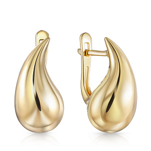 Серьги с английским замком из желтого золота