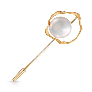Булавка из желтого золота с жемчугом