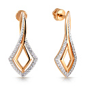 Серьги-пусеты из красного золота с фианитом