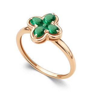 Кольцо из красного золота с изумрудом