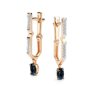 Серьги с английским замком из красного золота с бриллиантами