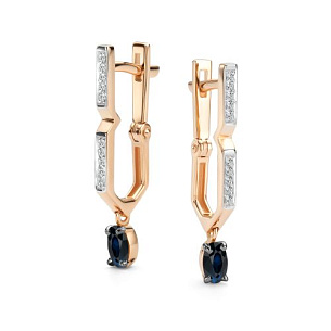 Серьги с английским замком из красного золота с бриллиантом