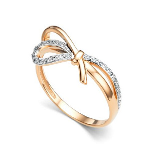 Кольцо из красного золота с бриллиантом