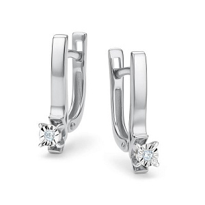 Серьги с английским замком из белого золота с бриллиантами