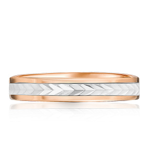 Кольцо обручальное из комбинированного золота