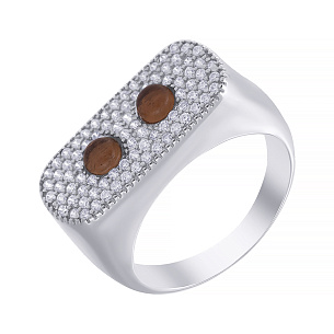 Кольцо из серебра с стеклом, фианитом