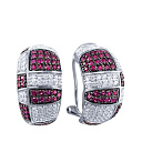 Серьги из белого золота с бриллиантами, рубинами