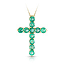 Колье из желтого золота с изумрудами, плетение якорное