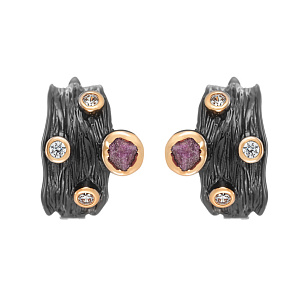 Серьги с английским замком из серебра с корундом и циркониями
