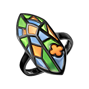 Кольцо из серебра с эмалью, керамикой