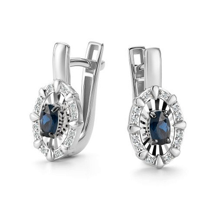 Серьги с английским замком из белого золота с бриллиантами