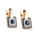 Серьги с английским замком из красного золота с бриллиантами