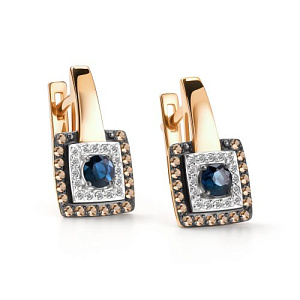 Серьги с английским замком из красного золота с бриллиантами