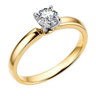 Кольцо из желтого золота с бриллиантом