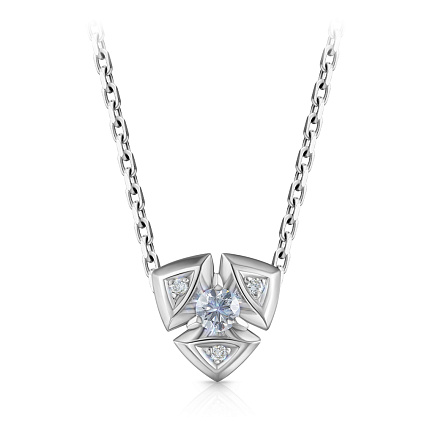 Колье из белого золота с бриллиантами, плетение якорное