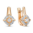 Серьги с английским замком из красного золота с бриллиантами