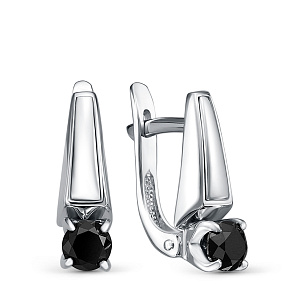 Серьги с английским замком из белого золота с бриллиантами