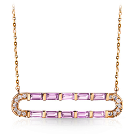 Колье из красного золота с бриллиантами, аметистом