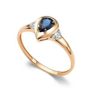 Кольцо из красного золота с бриллиантом