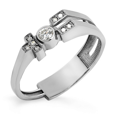 Кольцо из белого золота с бриллиантами