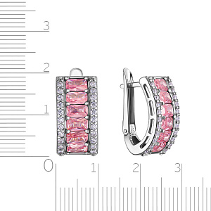 Серьги с английским замком из серебра с фианитом