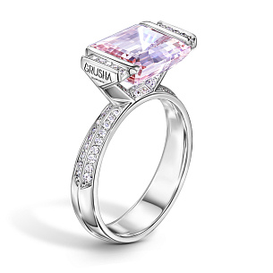 Кольцо из белого золота с бриллиантами и морганитом