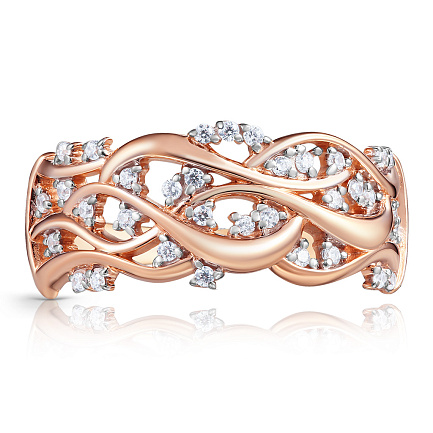 Кольцо из красного золота с фианитом