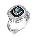 Кольцо из серебра с топазом, фианитами