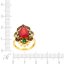 Кольцо из желтого золота с рубином, сапфирами