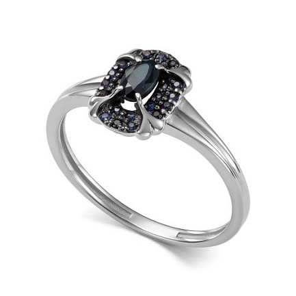 Кольцо из белого золота с сапфирами