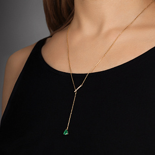 Колье из желтого золота с изумрудом