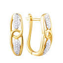 Серьги с английским замком из желтого золота с бриллиантами