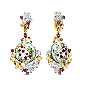 Серьги с английским замком из желтого золота с топазом