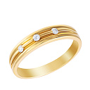 Кольцо обручальное из желтого золота с бриллиантами
