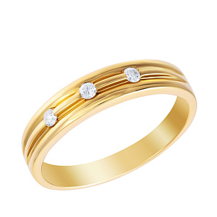 Кольцо обручальное из желтого золота с бриллиантом